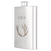 Gemonogrammeerde fles met herten geweien voor hem heupfles (Links)