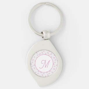 Gemonogrammeerde franje coquette roze aquarel lint sleutelhanger