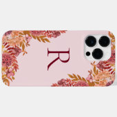 Gemonogrammeerde goud bordeauxrood herfstbloem Case-Mate iPhone case (Achterkant (horizontaal))
