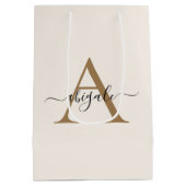 Gemonogrammeerde Gouden Kant Wit | Minimaal Elegan Medium Cadeauzakje (Achterkant)