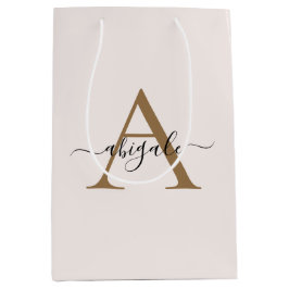 Gemonogrammeerde Gouden Parel Wit | Minimaal Elega Medium Cadeauzakje
