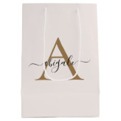 Gemonogrammeerde Gouden Parel Wit | Minimaal Elega Medium Cadeauzakje (Achterkant)