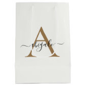 Gemonogrammeerde Gouden Parel Wit | Minimaal Elega Medium Cadeauzakje (Achterkant)