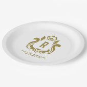 Gemonogrammeerde Gouden Rand Papieren Bordje (Gekanteld)
