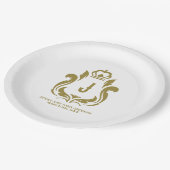 Gemonogrammeerde Gouden Rand Papieren Bordje (Gekanteld)