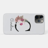 Gemonogrammeerde gouden roze bloemige initiaal C Case-Mate iPhone Case (Achterkant (horizontaal))