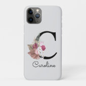 Gemonogrammeerde gouden roze bloemige initiaal C Case-Mate iPhone Case (Achterkant)