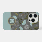 Gemonogrammeerde grijze blauwe paardenbloem grilli iPhone hoesje (Achterkant horizontaal)