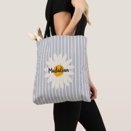 Gemonogrammeerde grijze en witte Zweedse retro str Tote Bag