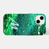 Gemonogrammeerde groene glitters  iPhone hoesje (Achterkant horizontaal)