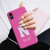 Gemonogrammeerde initiaal letter script naam roze iPhone 16 hoesje