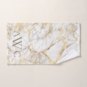 Gemonogrammeerde Initialen Goud Wit Grijs Marmer Bad Handdoek (Handdoek)