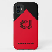 Gemonogrammeerde initialen Minimalistische zwart e Case-Mate iPhone Case (Achterkant)