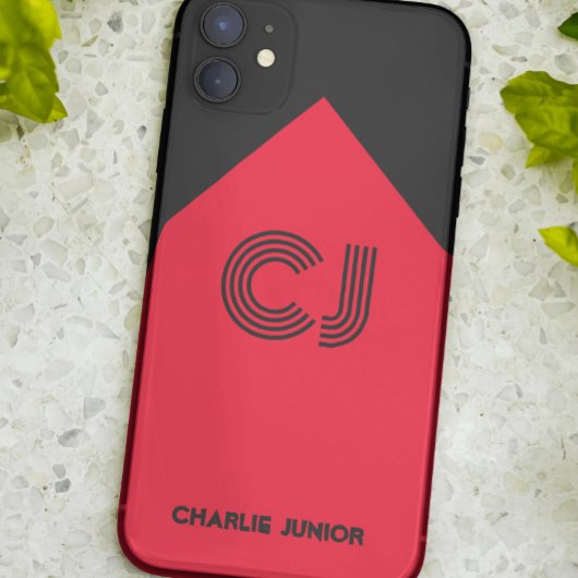 Gemonogrammeerde initialen Minimalistische zwart e Case-Mate iPhone Case