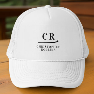 Gemonogrammeerde Initialen & Naam Minimalistische Trucker Pet