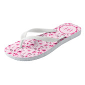 Gemonogrammeerde Initialen Roze Bloemendames Teenslippers (Schuin)