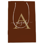 Gemonogrammeerde Kaneel Bruin Goud | Minimalistisc Medium Cadeauzakje (Voorkant)