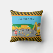 Gemonogrammeerde kleine jongen bouwvoertuig kussen (Achterkant)