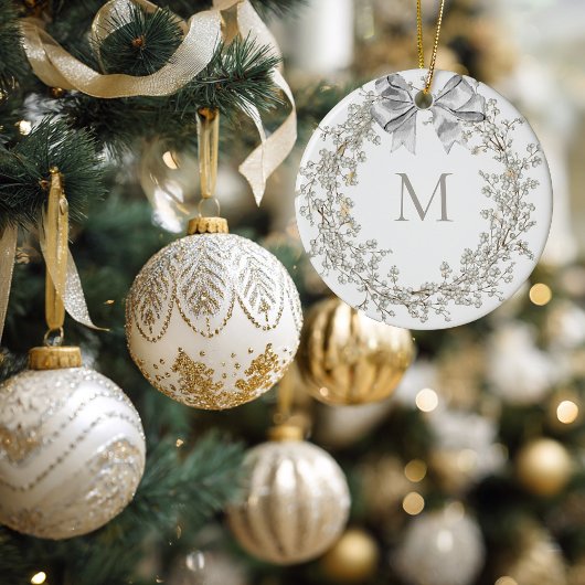 Gemonogrammeerde Kristallen Kerstkrans Keramisch Ornament