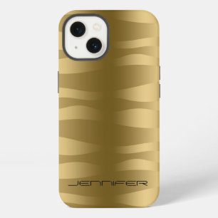 Gemonogrammeerde Metallic Gouden Golvende Zebra St iPhone 13 Hoesje