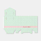 Gemonogrammeerde mintgroene bloemendamasken 2 bedankdoosjes (Uitgevouwen)