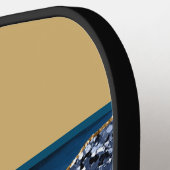 Gemonogrammeerde naam blauw goud glitters glam tre pickleball paddle (Links Detail)