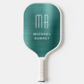 Gemonogrammeerde namaak smaragdgroene geborstelde pickleball paddle (Achterkant)