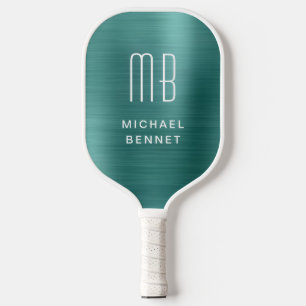 Gemonogrammeerde namaak smaragdgroene geborstelde pickleball paddle