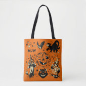 Gemonogrammeerde Retro Halloween Tote Bag (Voorkant)