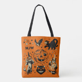 Gemonogrammeerde Retro Halloween Tote Bag (Achterkant)