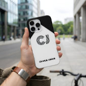 Gemonogrammeerde Retro Zwart & Wit Kleurblok Case-Mate iPhone Case