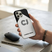 Gemonogrammeerde Retro Zwart & Wit Kleurblok Case-Mate iPhone Case