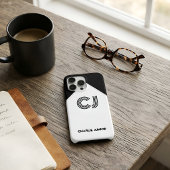 Gemonogrammeerde Retro Zwart & Wit Kleurblok Case-Mate iPhone Case