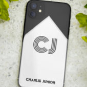 Gemonogrammeerde Retro Zwart & Wit Kleurblok Case-Mate iPhone Case