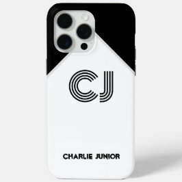 Gemonogrammeerde Retro Zwart & Wit Kleurblok iPhone 15 Pro Max Hoesje