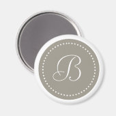 Gemonogrammeerde Ronde Aluminium/Witte Stip Rand Magneet (Voorkant / Achterkant)