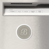 Gemonogrammeerde Ronde Aluminium/Witte Stip Rand Magneet (Insitu (Vaatwasser))