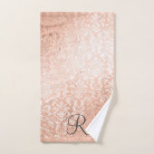 Gemonogrammeerde roze gouden damast bad handdoek (Handdoek)