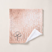 Gemonogrammeerde roze gouden damast bad handdoek (Wasdoekje)