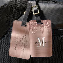 Gemonogrammeerde Roze Gouden Glitter Drip Geborste