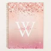 Gemonogrammeerde Roze Gouden Glitter Elegante Scri Planner (Voorkant)