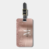 Gemonogrammeerde Roze Gouden Glitter Geborsteld Me Bagagelabel (Voorkant verticaal)