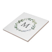 Gemonogrammeerde Rustieke Groene Salieblad Krans Tegeltje (Zijkant)