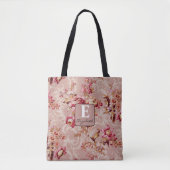 Gemonogrammeerde stijlvolle vintage Initiaal Bloem Tote Bag (Voorkant)