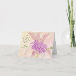 Gemonogrammeerde Sunset Rose doorzichtige strik en Bedankkaart