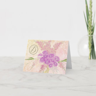 Gemonogrammeerde Sunset Rose doorzichtige strik en Bedankkaart