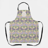 Gemonogrammeerde vintage paarse bloemenschort schort (Voorkant)