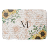 Gemonogrammeerde Vintage Rustieke Zonnebloem Decou Badmat (Voorkant)