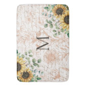 Gemonogrammeerde Vintage Rustieke Zonnebloem Decou Badmat (Voorkant Verticaal)