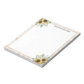 Gemonogrammeerde Vintage Rustieke Zonnebloem Decou Notitieblok (Linkerzijde)